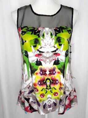 Prabal Gurung x Target Floral Mirror Print Sleeveless Top Mesh Neckline
